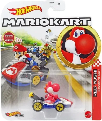 Vista 4 de DieCast Hotwheels Mario Kart Red Yoshi Standard Kart - Toty Winner 2021