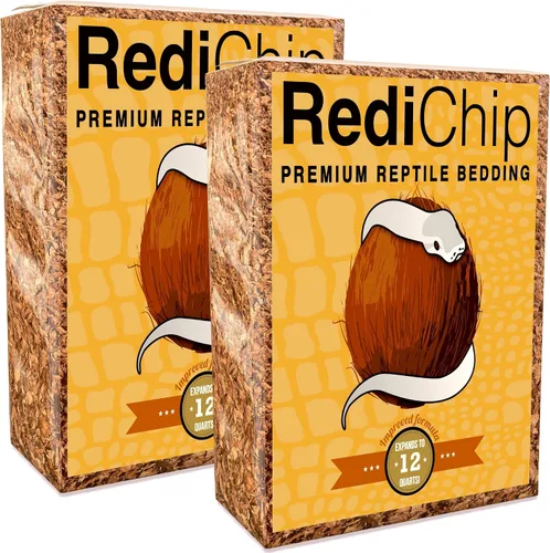 Vista 4 de RediChip - Ropa de cama de reptiles, sustrato de chips de coco mediano suelto, 6 cuartos de galón, mantillo de cáscara de coco para hábitat
