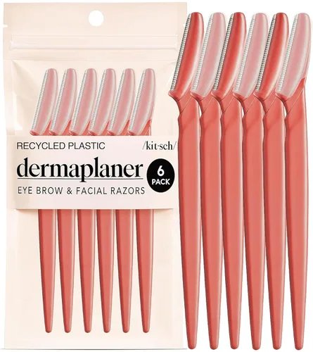 Vista 10 de Kitsch Dermaplane - Maquinilla de afeitar facial para mujeres y hombres, maquinillas de afeitar para cejas y afeitadora facial - Maquinilla de Negro