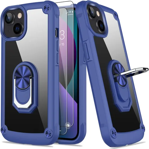 Vista 33 de Funda para iPhone 13 Pro con protector de pantalla, cristal transparente, antiamarillo, acrílico resistente, funda protectora de grado militar