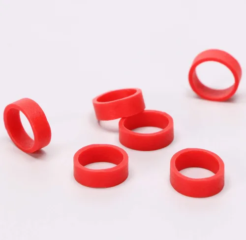 Vista 5 de ONLYKXY 250 piezas de bridas de silicona rojas líneas de datos, lazos de cordón de silicona, anillos de goma reutilizables, correas de amarre
