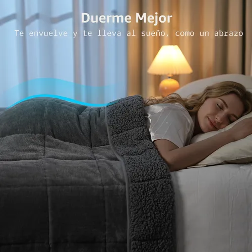 Vista 3 de Uttermara - Manta con peso de vellón sherpa de 15 libras para adultos, vellón ultrasuave y sherpa unicolor, manta de felpa acogedora de doble cara