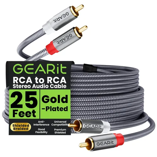 Vista 12 de GEARit Cable RCA (1 pie) 2RCA macho a 2RCA macho, cables de audio estéreo, cable RCA estéreo blindado trenzado para cine en casa, televisión de alta