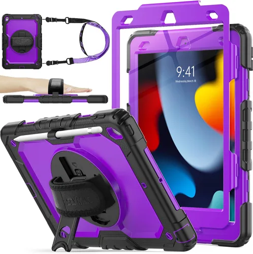 Vista 19 de SEYMAC stock Funda para iPad de 9ª/8ª/7ª generación de 10.2", a prueba de golpes con protector de pantalla, soporte para lápiz
