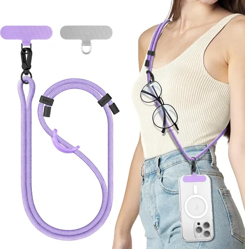 Vista 15 de SURPHY Cordón para teléfono, correa cruzada ajustable para teléfono con 2 pestañas de amarre para teléfono celular, hebillas de metal de alta