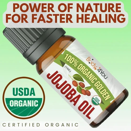 Vista 8 de BodyJ4You Aceite de jojoba orgánico para piercings - USDA 100% puro prensado en frío aceite para estiramiento de orejas - Cuidado de la nariz