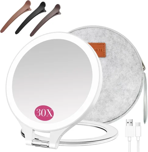 Vista 16 de FASCINATE Espejo de Aumento 10X 1X de Doble Cara con Magnificación Espejo de Tocador para Maquillaje Espejo Iluminado Recargable con 3