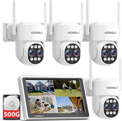 Vista 10 de Cámara de seguridad inalámbrica para exteriores con monitor, 2 cámaras PTZ de doble lente 10X con zoom híbrido para vigilancia del hogar, visión