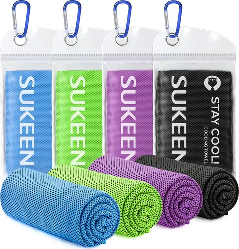 Vista 17 de Sukeen Paquete de 4 toallas refrescantes (40 x 12 pulgadas), envolturas refrescantes para el cuello, toalla de hielo, toalla fría suave