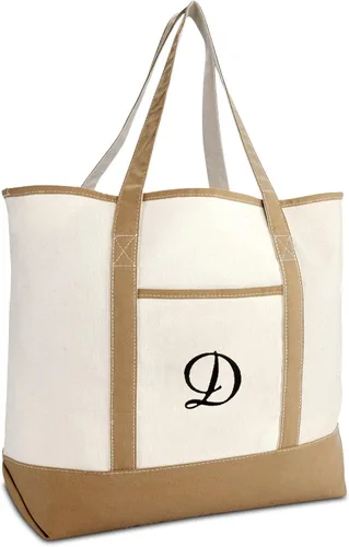 Vista 12 de DALIX Bolso de mano natural para mujer Bolsos de hombro Marrón con monograma Letra A - Z K