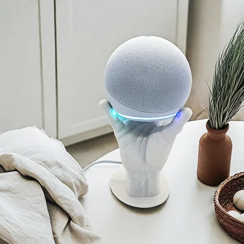 Vista 2 de Soporte de mesa de estilo manual compatible con Amazon Alexa Smart Speaker Echo Dot (4ª y 5ª generación) (blanco)
