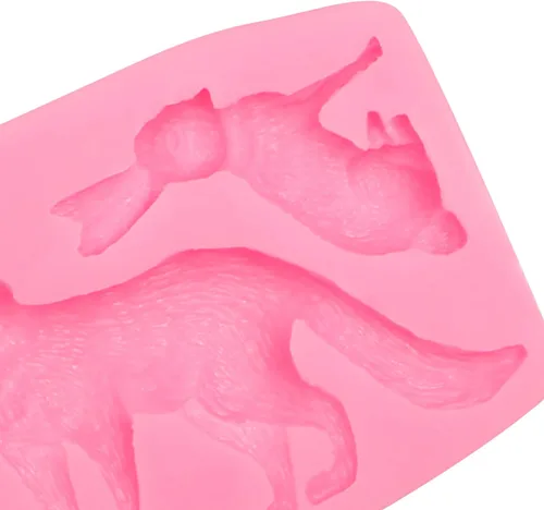 Vista 8 de Molde de silicona para fondant de conejo de zorro, molde de chocolate de ciervos sika, alce de bosque, castor de mapache, moldes para hornear