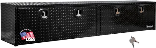 Vista 12 de Buyers Products 1721551 - Caja de camión de aluminio negro con tracción en diamante y tapa superior con puerta abatible, 72 x 13 x 16 pulgadas