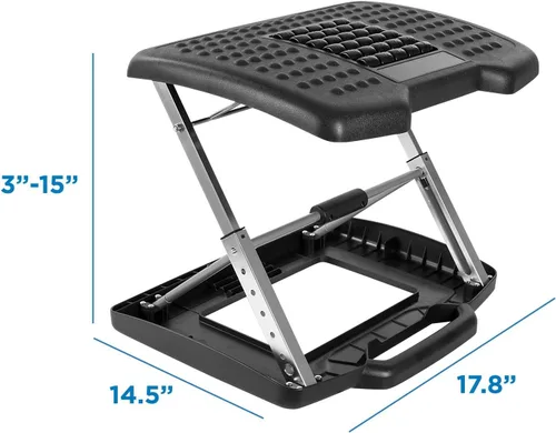 Vista 6 de Mount-It! Reposapiés para debajo del escritorio, altura ajustable e inclinación, reposapiés debajo del escritorio (3 a 15 pulgadas) con rodillos