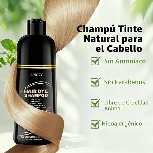Vista 4 de Champú rubio claro del tinte para el cabello para la cobertura de canas con aceite de argán y ginseng, sin amoníaco ni parabenos, color natural