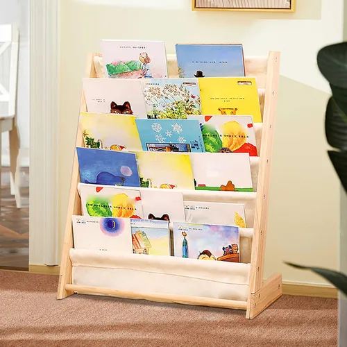 Vista 5 de Estantería de pie, estante de almacenamiento, estante organizador de libros para niños, estantes organizadores de juguetes, estantes