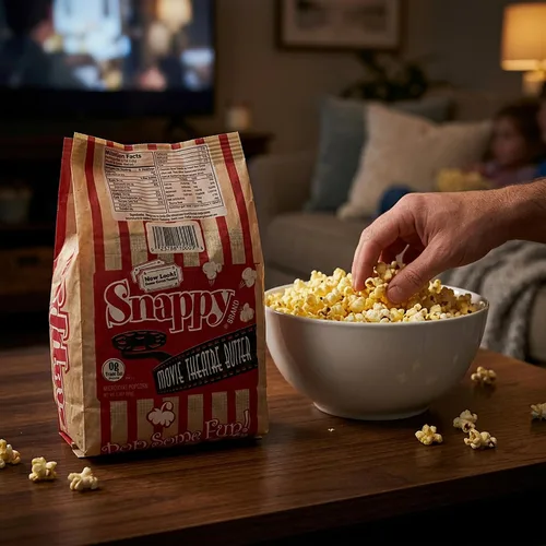 Vista 4 de Snappy Palomitas de maíz para microondas con mantequilla para cine y cine, 3.5 onzas, paquete de 48