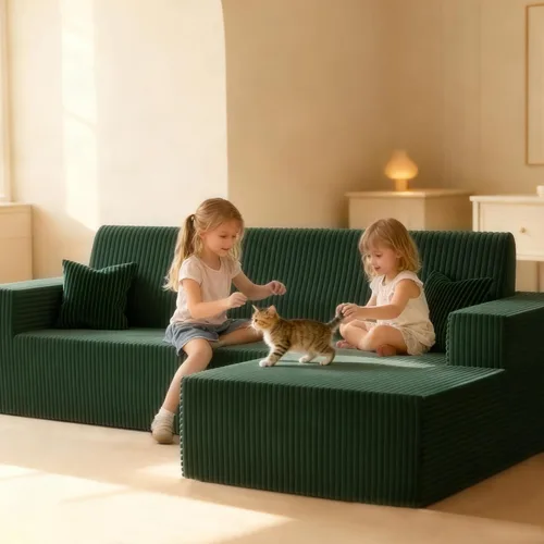 Vista 2 de Sofá modular Cloud de 110 pulgadas sin hueso, con diván en forma de L, modernos sofás tapizados para sala de estar y dormitorio, no requiere montaje