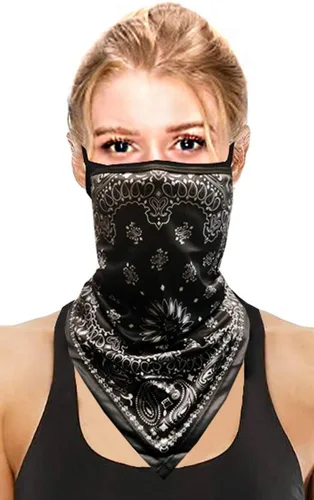 Vista 4 de CCFW Face Bandana Ear Loops Elegante Hombres Mujeres Polainas de Cuello para Polvo Viento Moto