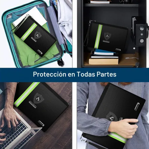 Vista 7 de Paquete de 2 bolsas ignífugas resistentes a salpicaduras de agua con correa para la muñeca y tira reflectante, bolsa de almacenamiento resistente al