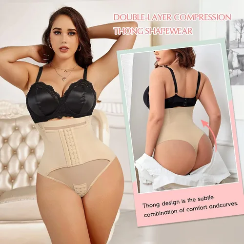 Vista 3 de MERYOSZ Bragas de control de abdomen para mujer, tanga moldeadora, levantador de glúteos, faja adelgazante, cintura alta, moldeador de cuerpo, ropa