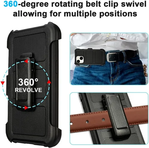 Vista 5 de para Funda Defender iPhone 13 con Clip, para Funda Holster iPhone 13 con Soporte, para Funda Resistente iPhone 13 de Dos Capas de Protección, Negro