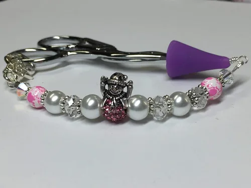 Vista 5 de Beaded Scissor Fob for Quilting, Lanyard with Tip Cover for Embroidery Shears, Quilters Accessory