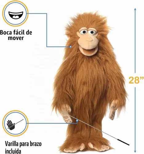 Vista 3 de Mono tonto de 28 pulgadas, cuerpo completo, marioneta estilo ventrílocuo