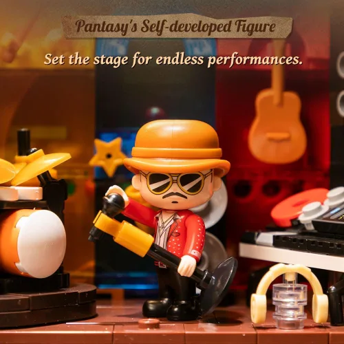 Vista 5 de PANTASY Kit de construcción retro Jukebox con función de moneda y sonido, modelo de caja de música mecánica con discos acrílicos, estudio