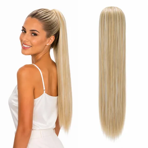 Vista 12 de CAISHA Extensión de cola de caballo de 22" con cordón voluminoso Straigtht negro-marrón PH503