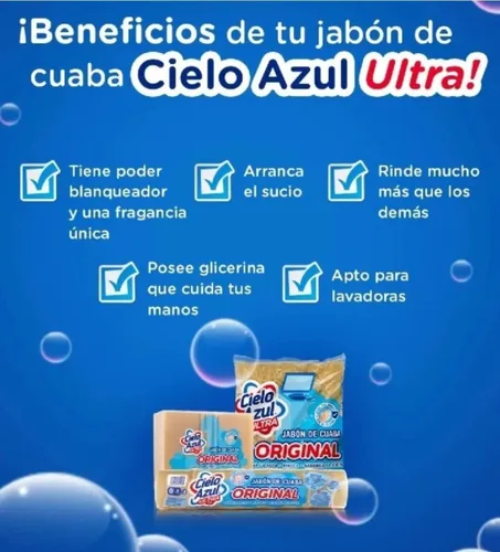 Vista 5 de Cielo Azul Jabon Cuaba Lava Ropa - 2 Pack De 5 Barras Cada