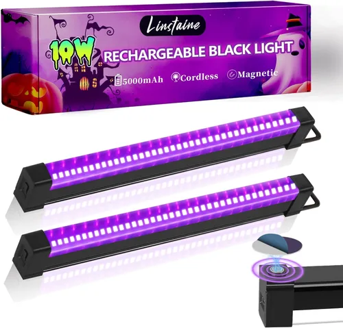 Vista 9 de Barra de luz negra recargable, 5000 mAh de gran capacidad, luces negras alimentadas por batería para fiesta brillante, suministros de fiesta de luz