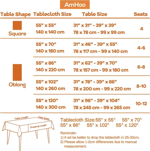 Vista 5 de AmHoo Mantel de mezcla de lino, mantel rectangular de 7.12 oz/m² con costuras y borlas para cocina, comedor, boda, bufé, 55 x 55 pulgadas