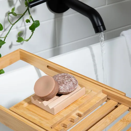 Vista 7 de Barra de champú natural de vainilla de coco para cabello seco pH equilibrado, seguro para el color Sin SLS, sin plástico, sin crueldad, vegano