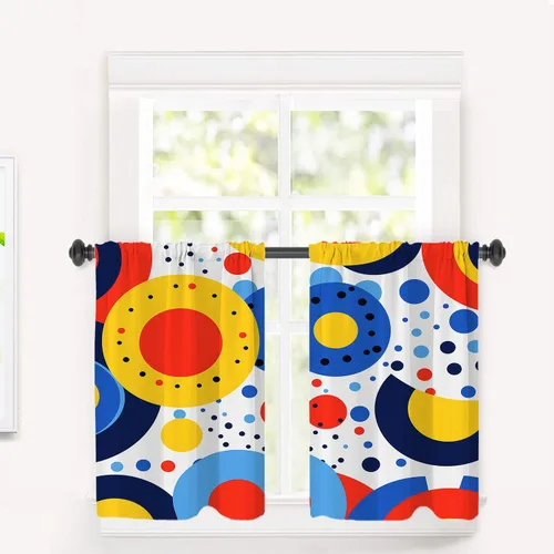 Vista 17 de Cortinas opacas de poliéster multicapa para cafetería, con diseño de diamantes, 2 unidades, 26 x 24 pulgadas