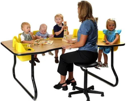 Vista 3 de Mesa de 8 asientos para niños pequeños, 27 pulgadas de alto