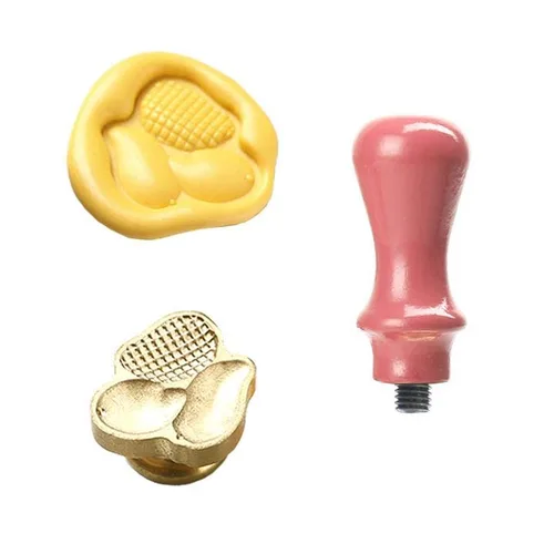Vista 8 de Kit de sellado de cera con diseño de fresa en relieve, cabeza de sello de cera, mango de madera para tarjetas, sobres, decoración