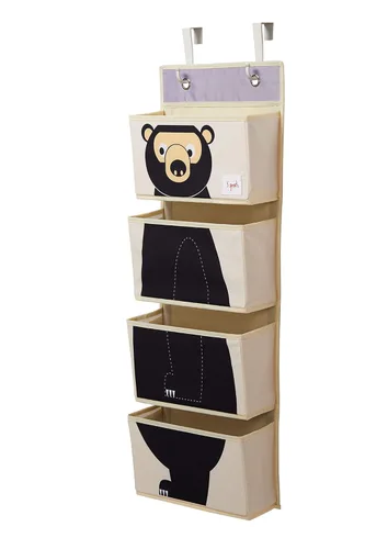 Vista 2 de 3 Sprouts Organizador de bebé sobre la puerta, almacenamiento esencial para el cuarto del bebé, soporte de animales de peluche y organizador de Oso