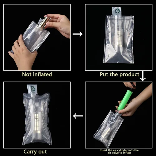 Vista 5 de Bolsas de aire de embalaje, Bolsas protectoras inflables de plástico transparente, Bolsas de embalaje inflables de aire, 50 piezas, 4 x 6 pulgadas