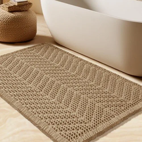 Vista 34 de Tapete de baño con diseño de gofre, moderno, bohemio, absorbente, antideslizante, ultrasuave, lavable a máquina, con letra de baño, dormitorio