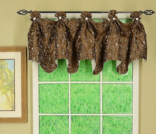 Vista 13 de Today's Curtain Madison - Cenefa reversible con botones, 20 pulgadas de largo, color burdeos