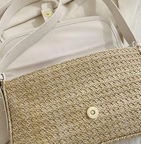 Vista 8 de Bolsos cruzados de verano para mujer, bolso básico de paja para playa, bolso de mano para mujer, bolso de mano para mujer, bolso de hombro
