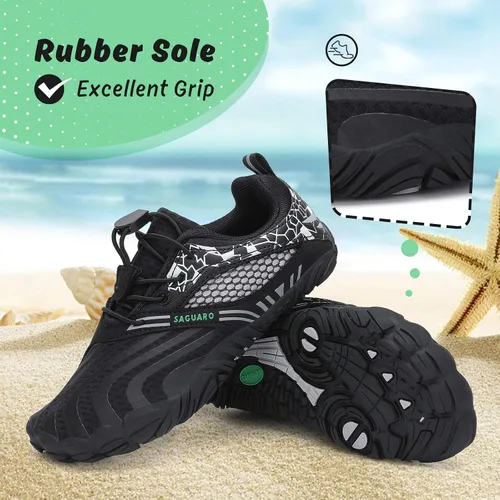 Vista 6 de SAGUARO Zapatos de agua para niños y niñas, de secado rápido, zapatos deportivos ligeros (niños pequeñosniños grandes), Negro