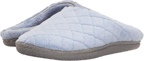 Vista 7 de Dearfoams - Pantuflas informales de felpa acolchada Leslie para mujeres - Azul