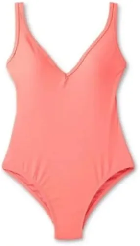 Vista 4 de Kona Sol Traje de baño de una pieza con cuello en V sobre el hombro y pierna alta para mujer
