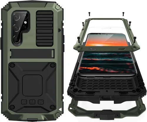 Vista 10 de Simicoo Funda de metal compatible con Samsung S23 con protector de pantalla, protector de cámara, militar, resistente, de servicio pesado, a prueba