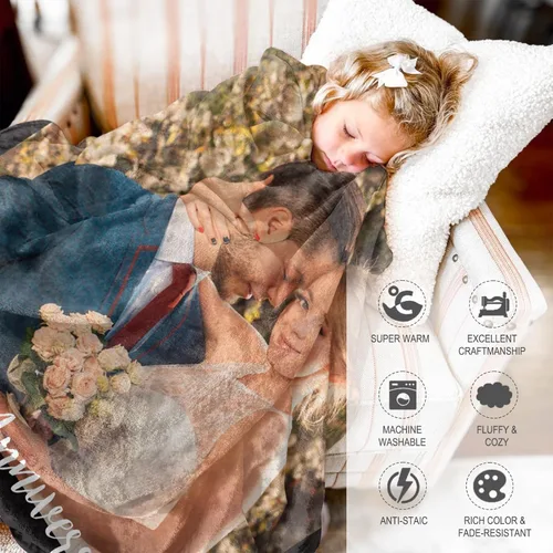 Vista 4 de Envía al Día Siguiente Manta Personalizada con Imagen para Mi Esposa Manta Foto Personalizada Regalo de Boda para Pareja Día de San Valentín