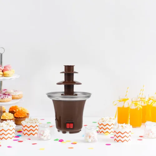Vista 4 de FUOYLOO Máquina de fuente de fondue de chocolate con diseño resistente a la temperatura para fiestas y reuniones familiares para galletas, fresas