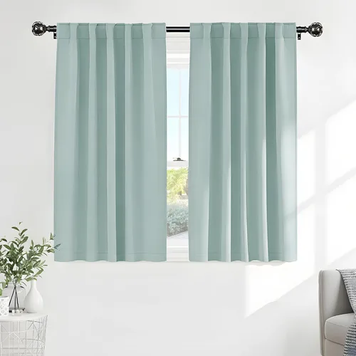 Vista 120 de PONY DANCE Cortinas cortas con aislamiento térmico para ventana pequeña, para guardería, baño, cocina, lavandería, caravana, sótano, 29 pulgadas