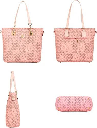Vista 3 de RainboSee 6 bolsas de mano para mujer con costuras en la parte superior de poliuretano con asa superior
